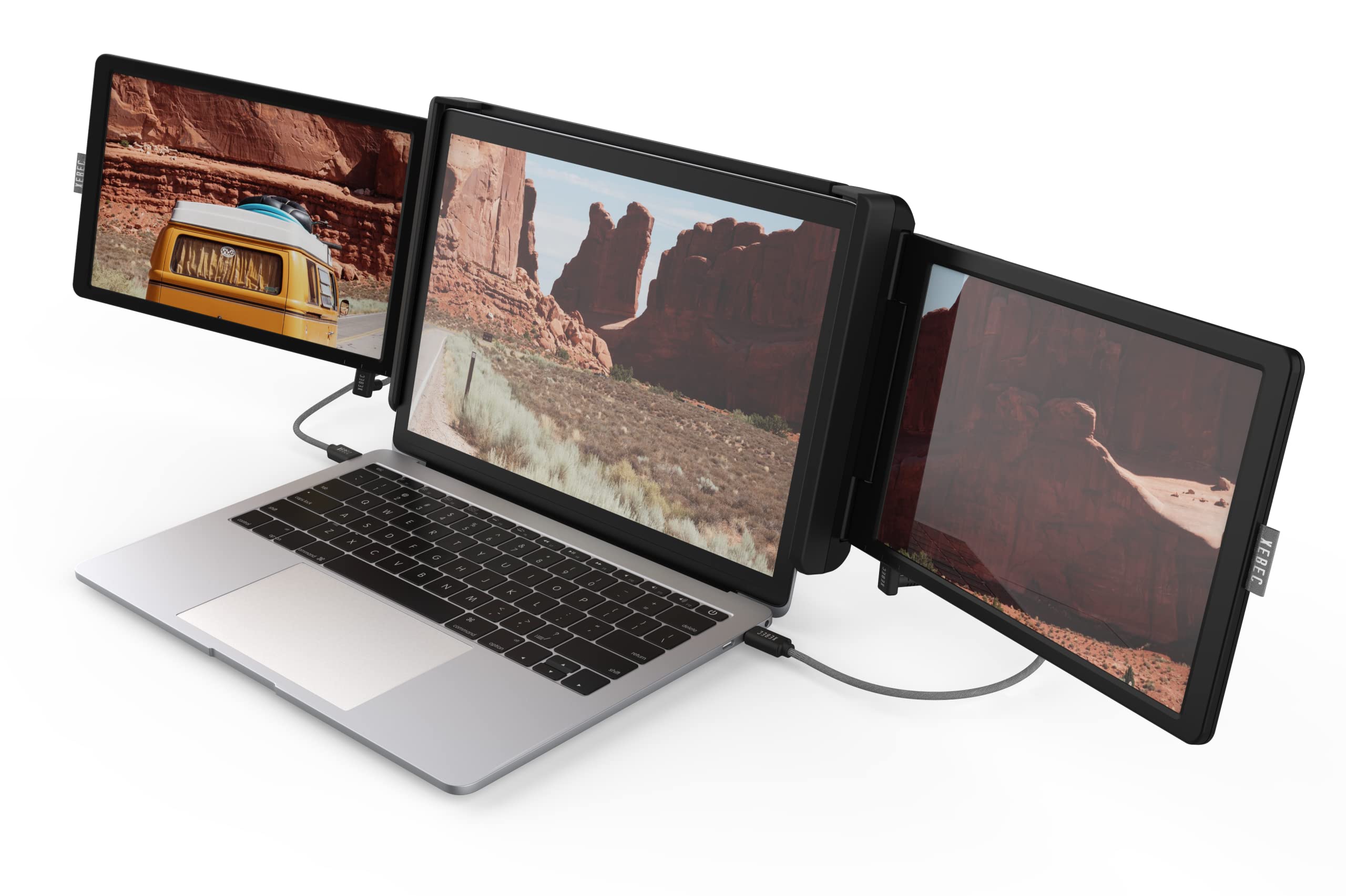 Xebec Tri Screen 2 | Portable Attachable Monitor For Laptop | Full Hd Plug & Play, Compatible With Mac, Pc, 1920X1200 | Tri Scre